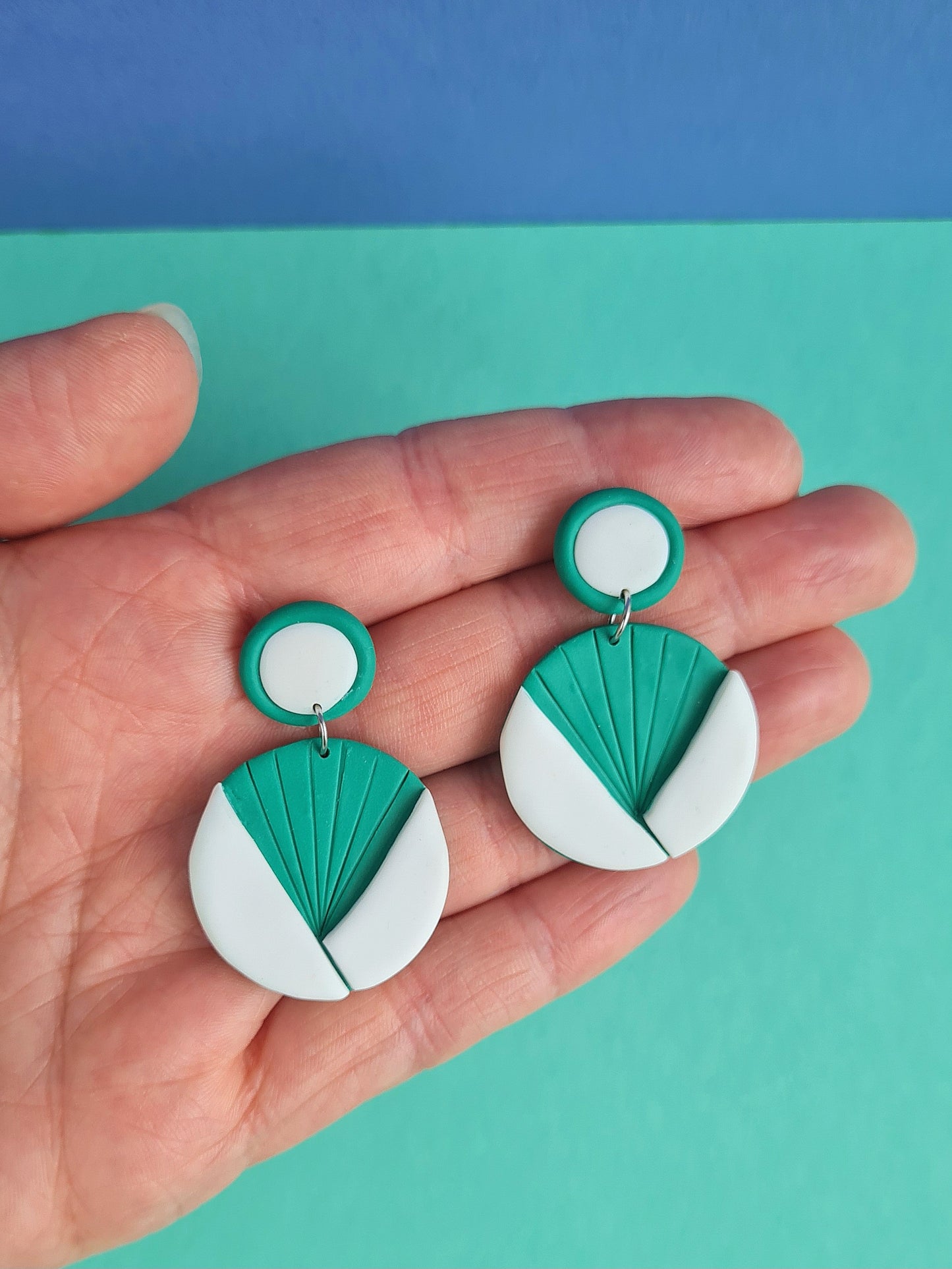 Magnolia flower polymer clay dangle earrings
