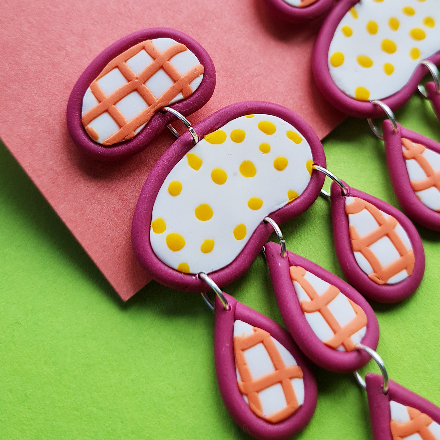 Spring polymer clay dangle statement earrings chandelier