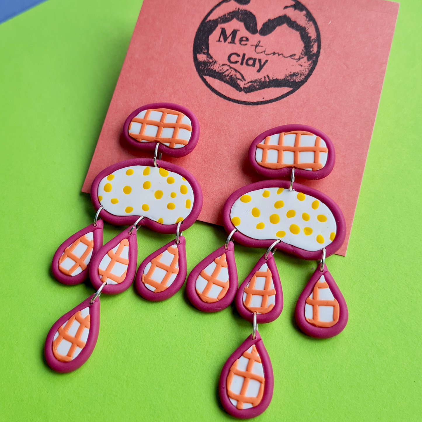 Spring polymer clay dangle statement earrings chandelier