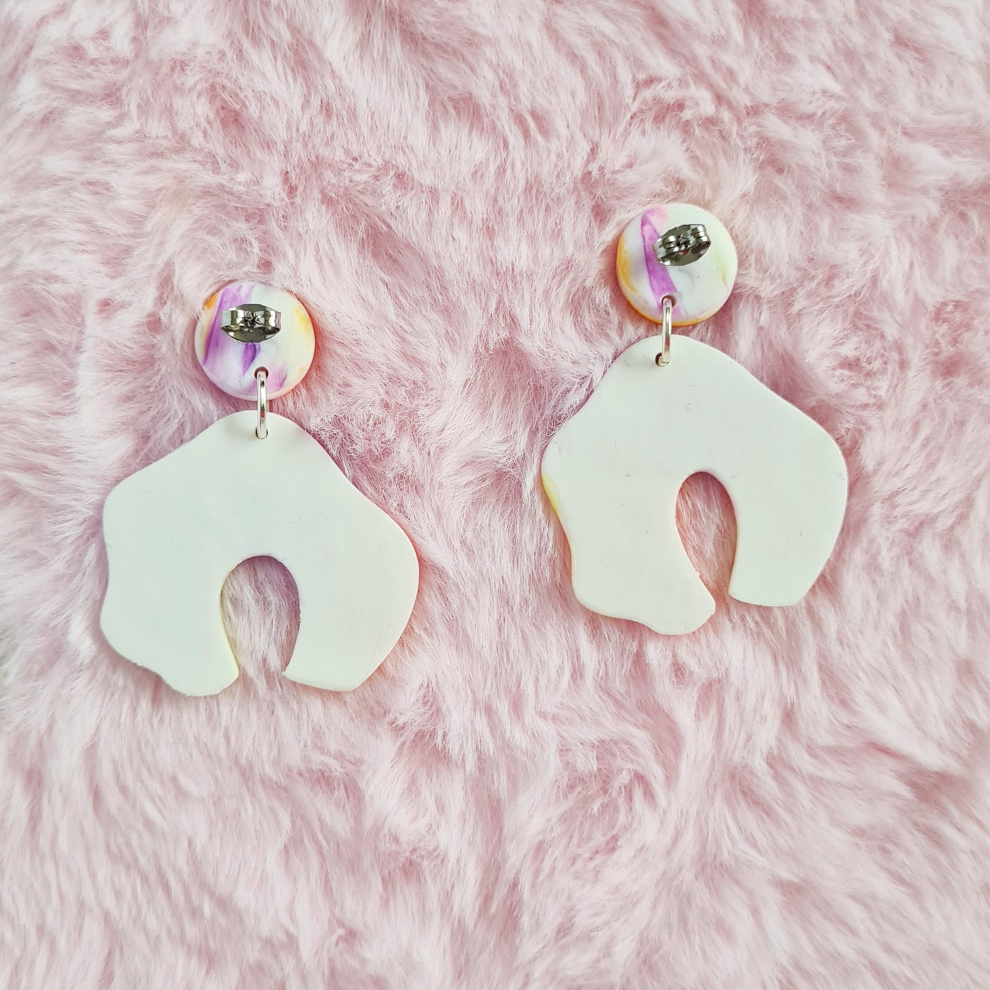 Neon sunset polymer clay dangle earrings floral