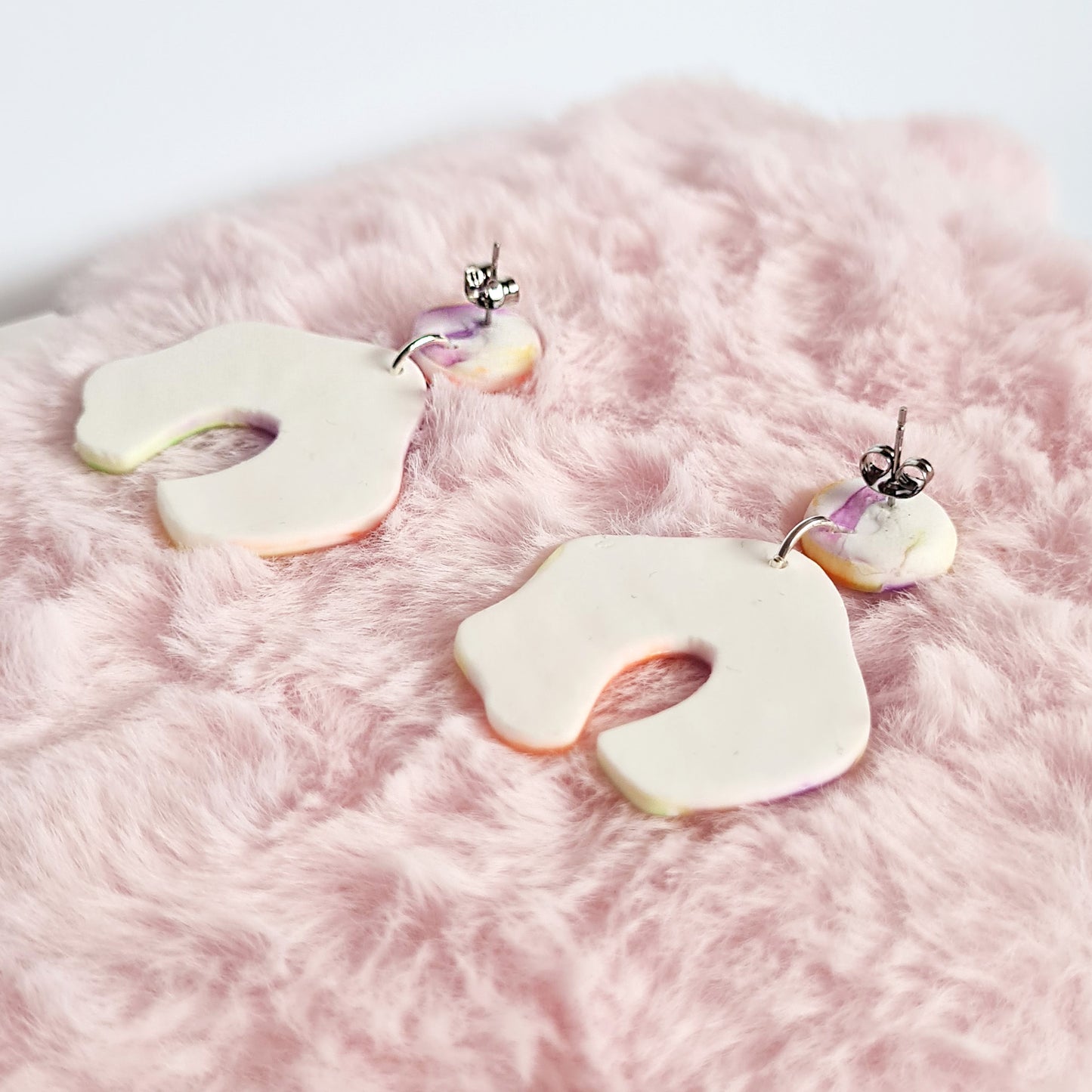 Neon sunset polymer clay dangle earrings floral