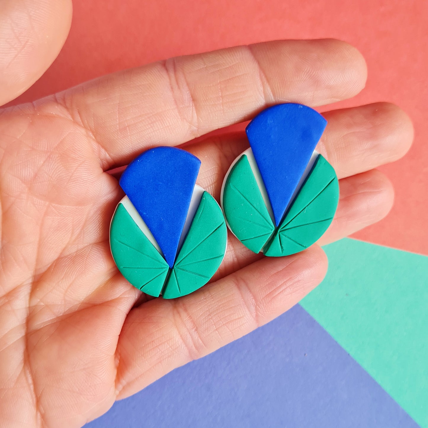 Geometric art deco polymer clay set /ring+earrings/ dark