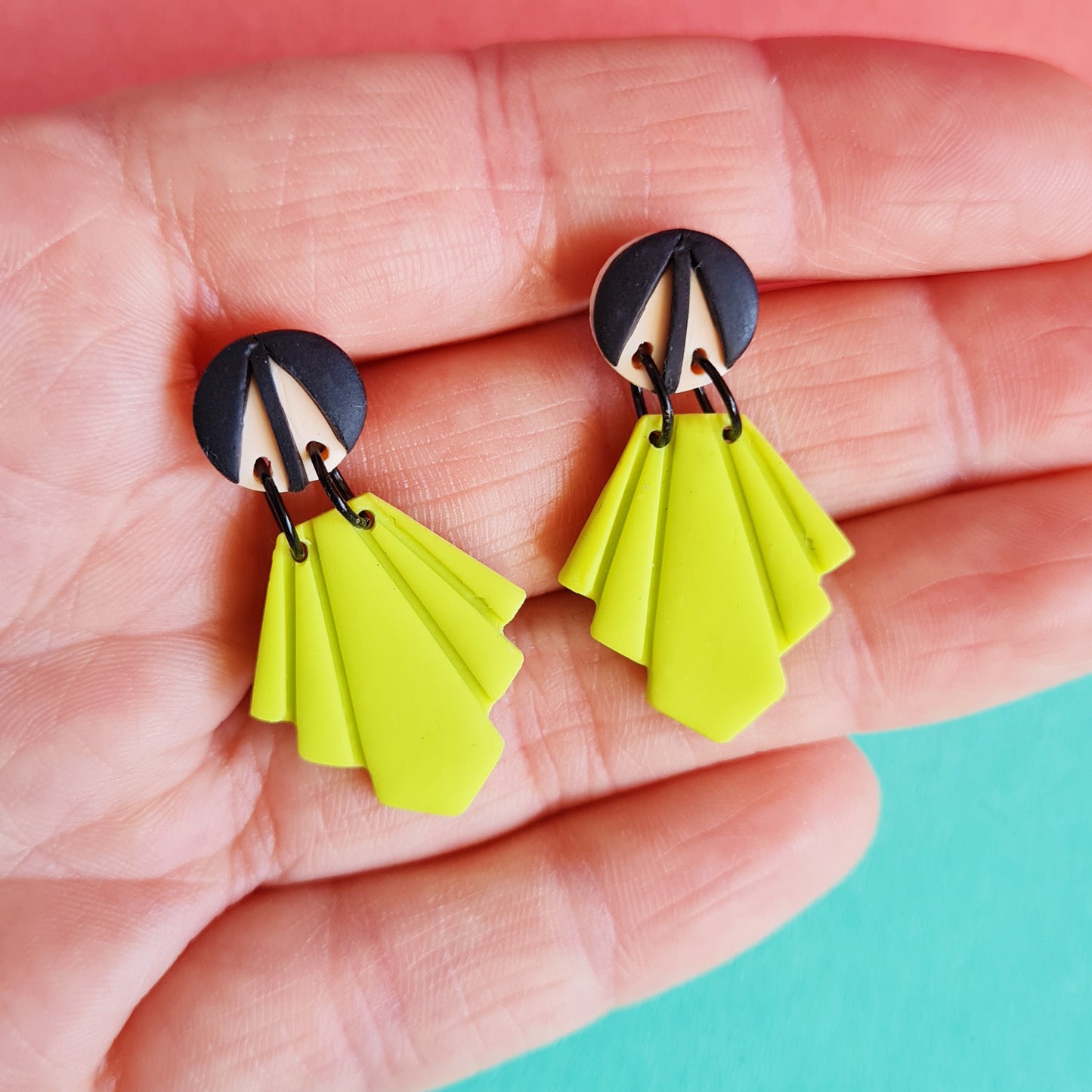 Trick me lambada skirt lime dangle earrings small