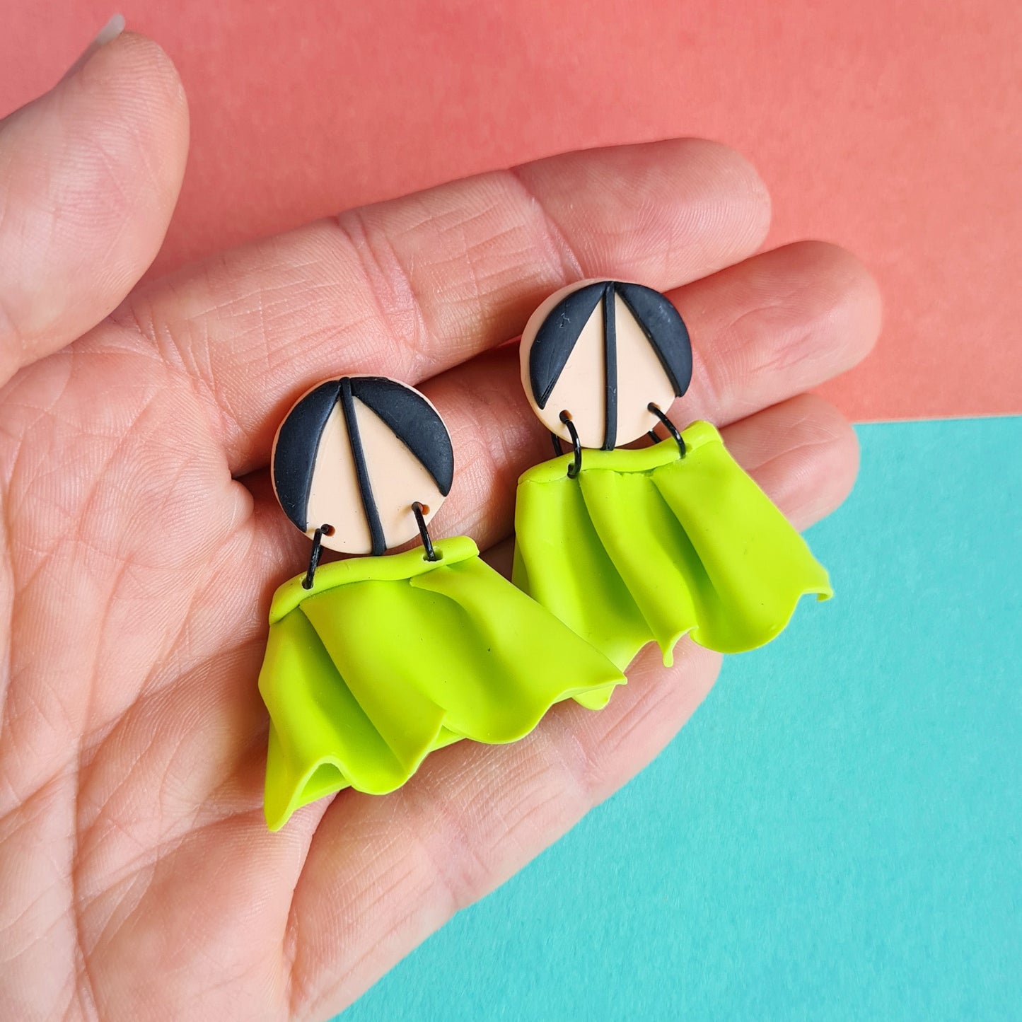 Trick me lambada skirt lime dangle earrings medium