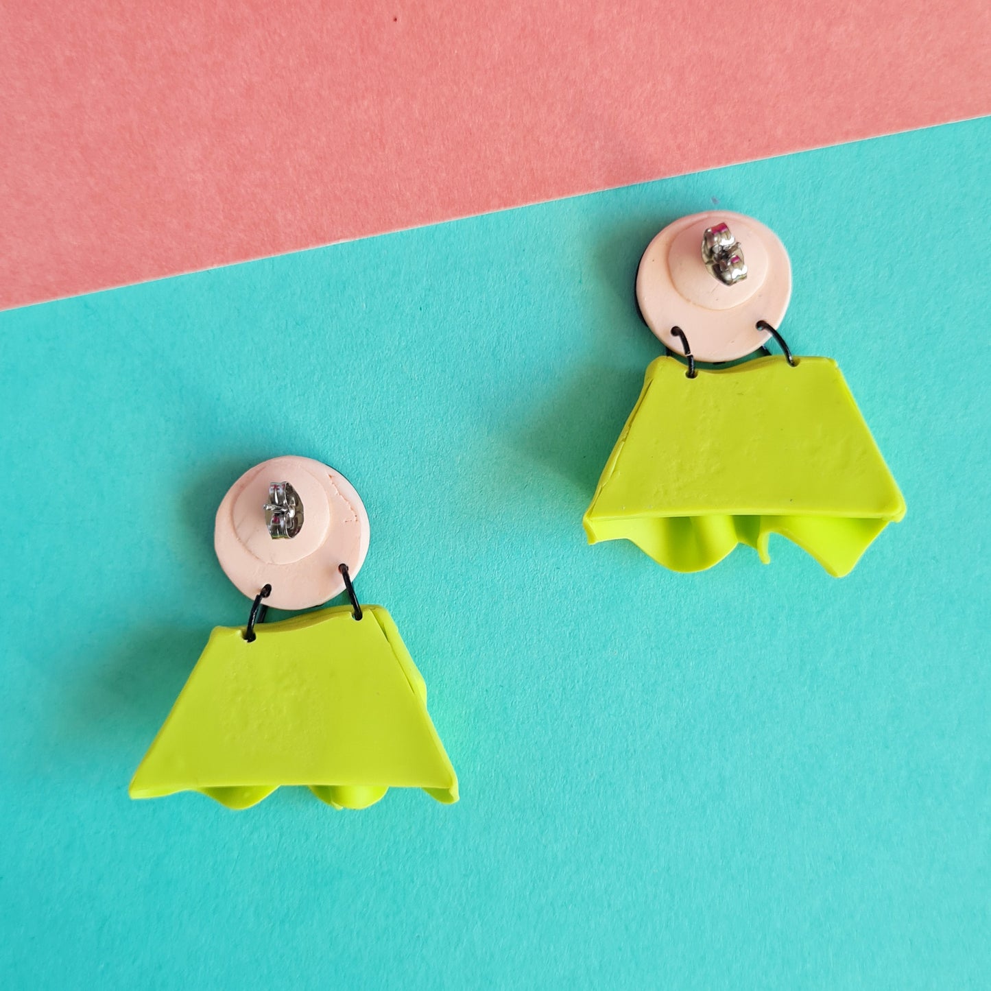 Trick me lambada skirt lime dangle earrings medium