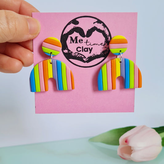 Rainbow polymer clay dangle earrings