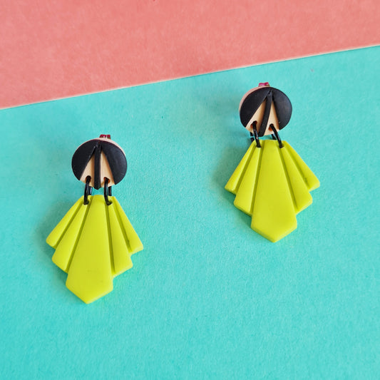 Trick me lambada skirt lime dangle earrings small